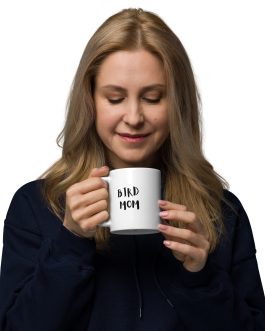 Bird Mom White glossy mug