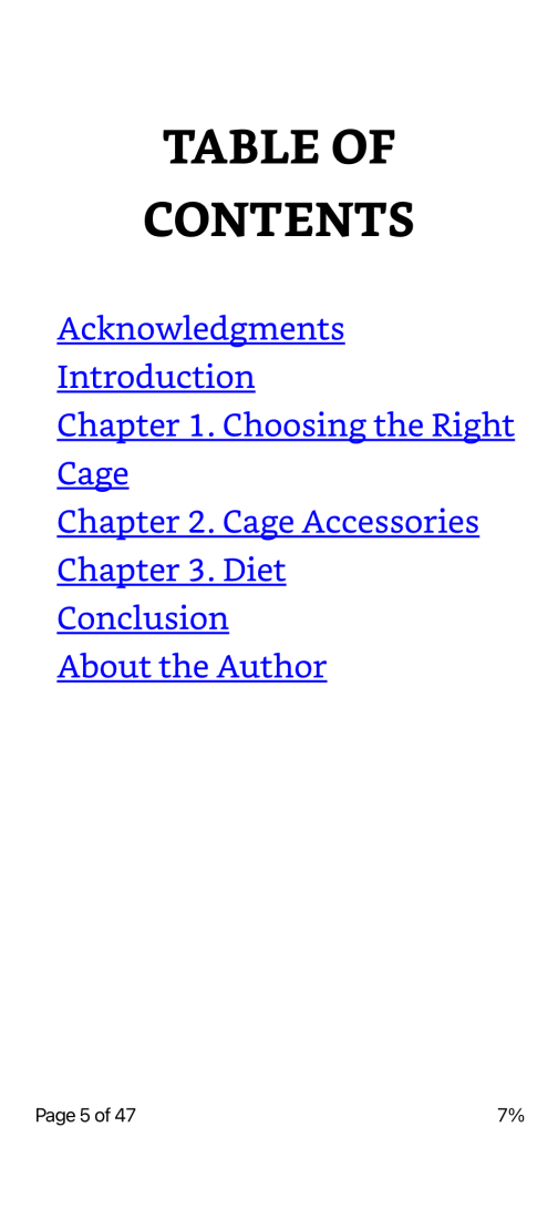 Bird Care 101 By Ailathyna Example Page Table Of Contents